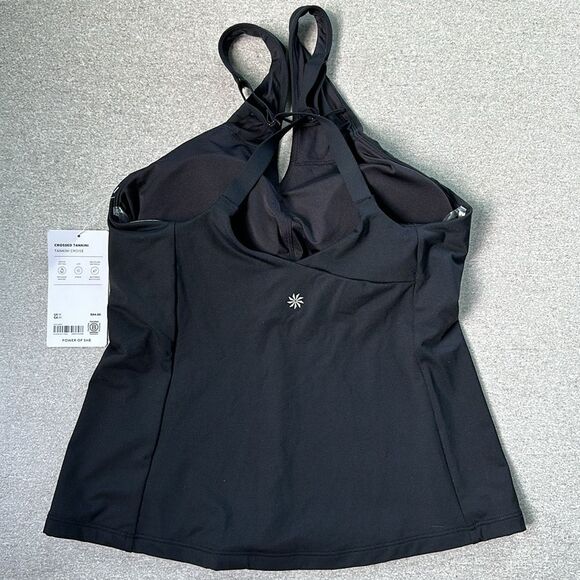 NWT Athleta Crossed Tankini Wireless Swim Top Black Medium 36" to 37" bust - Picture 7 of 14